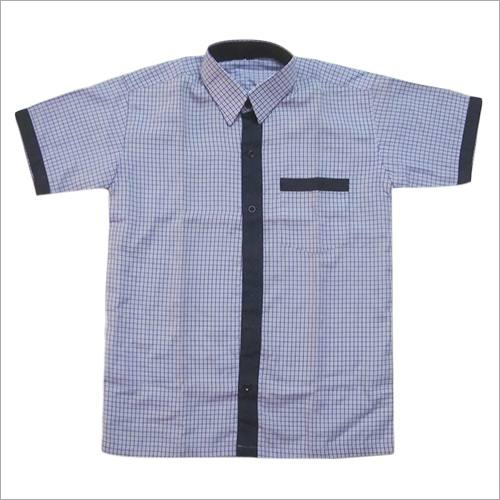 Primary School Shirt - Cotton Blend, Multiple Sizes, Light Blue | Button-Down Closure, Standard Collar, Durable Fabric, Comfortable Fit, Breathable Material, One Pocket, Short Sleeves