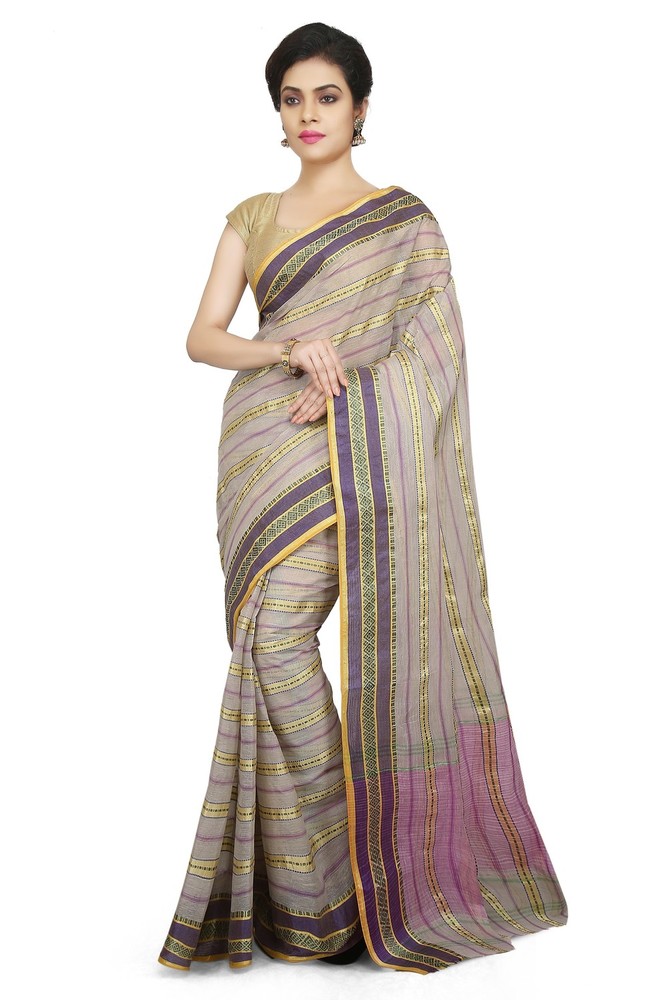 Multicolor Buymyethnic Woven Tant Cotton Saree (Multicolor)