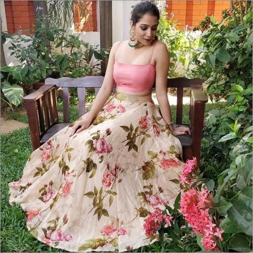 Western Floral Print Lehenga