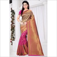 Ladies Chiffon Saree - Chiffon Fabric, Pink Color, Printed Pattern | Eye-catchy Design, Alluring Style, Easy To Drape For Party Wear