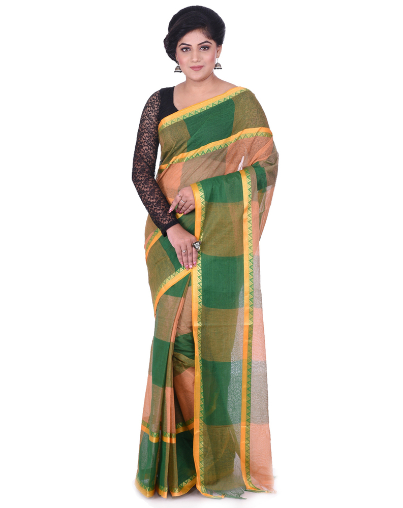Multicolor Buymyethnic Woven Tant Cotton Saree (Multicolor)