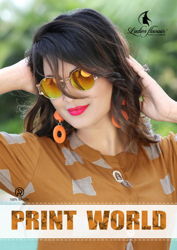 Dry Cleaning New Arrival Rayon Print Kurtis Collection Print World