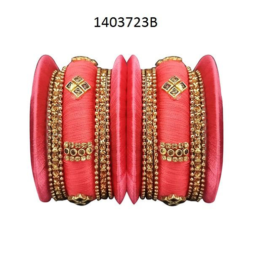 Thread Bangle Set - Zinc Alloy, Size 2.4/2.6/2.8 Inches | Classy Traditional Indian Jewelry, Perfect for Weddings and Festive Occasions, Studded with Shining Stones