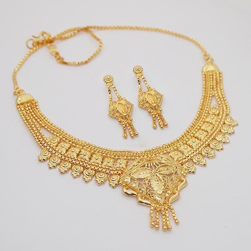 Gold Forming Jewellery - Zinc Alloy Necklace Set | Gold Plated Finish, Perfect for Weddings, Engagements, and Ethnic Style Outfits