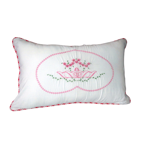 Cotton Dorry Pillow Cover Embroidered White