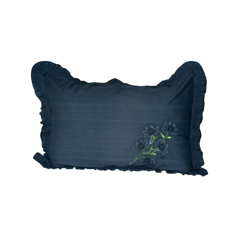 Dark Embroidery Frill Pillow Cover