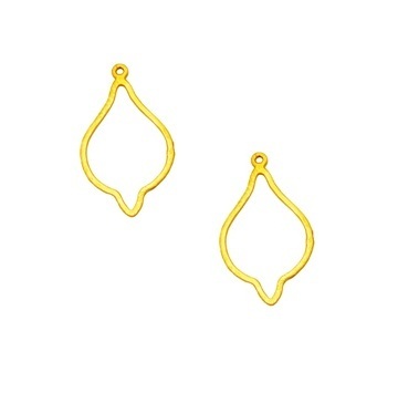 Brushed Gold Plated Brushed Open Bulb Shape Charms