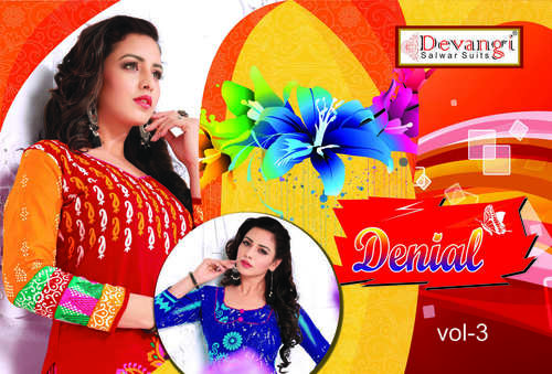 Denial Vol3 Cotton Dress Material - Pure Cotton, 2.00 Mts TOP & SALWAR, 2.00 Mts DUPATTA | Rich Look, Latest Designs, Suitable For All Age Groups, Cool Water Wash
