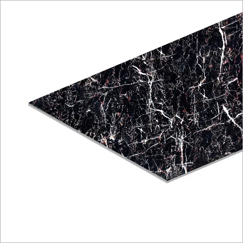 Black PVC Marble Sheet - High-Quality Engineered Marble with Lime Stone, 8x4 ft, Statuario Color, Matt & Glossy Finish, 3.3mm Thickness | Ideal for Interior Applications