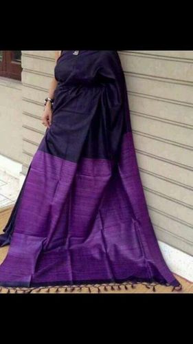 Purple And Black Pure Gicha Saree