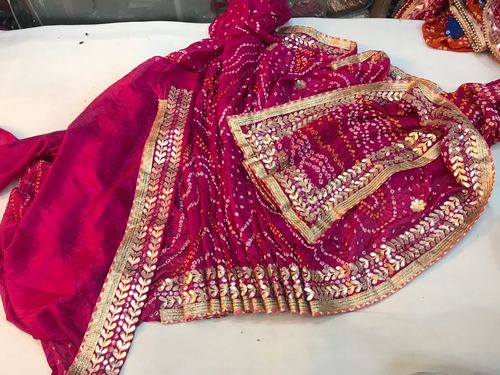 Buy Exclusive Rajasthani Pure Georgette Gota Patti Work Sari With Small  Booties All Over Saree Online in India - Etsy