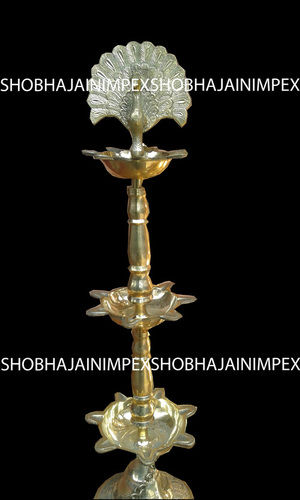 Golden Brass Peacock Diya Stand