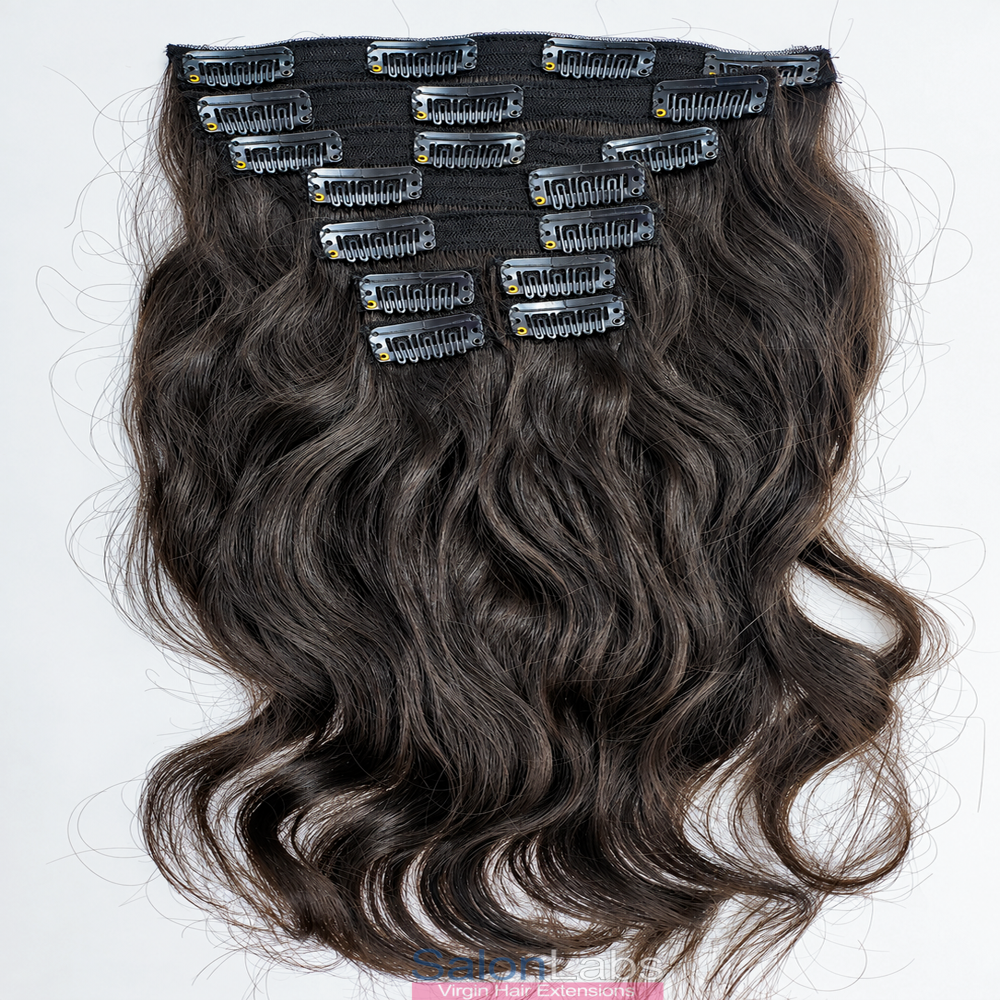 Natural Hair Clip In Extensions - Temple Hair, 10-34 Inch Length | Remy Hair, Unprocessed, Wavy, Curly, Straight, Clip-Ons, 100 Grams