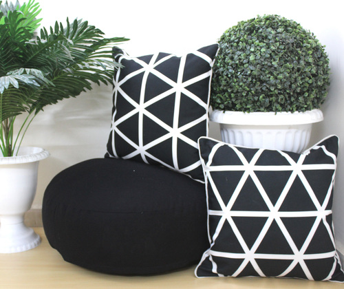 Black And White Digital Printed Floor Cushion Combo Set