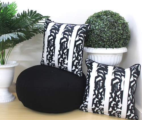 Black And White Digital Printed Floor Cushion Combo Set