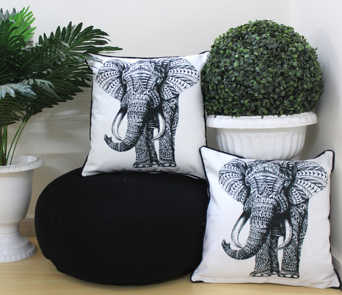 Black And White Digital Printed Floor Cushion Combo Set