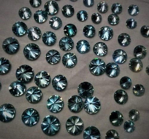 Moissanite Daimonds Shape =Round Brillaint Colour=Blue Lime Grade: Aaa Quality