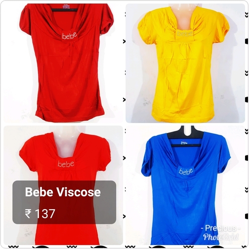 Ladies Viscose T Shirts - Viscose Size L M XL | Available in Blue White Black Grey Yellow Red Sky Blue Green Short Sleeve Style for Girls & Women
