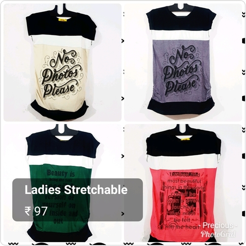 Ladies T-shirt - Spandex Fabric Sleeveless Style | O-Neck Collar Multi-Color Options Including Blue Black Grey Yellow Red and Green