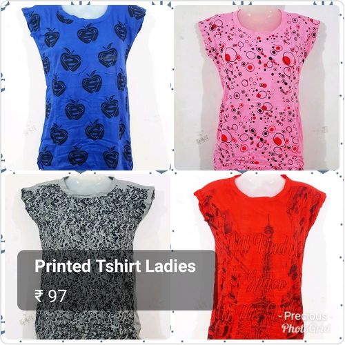 Ladies T-shirt - Cotton, O-Neck, Short Sleeves, Available in Blue, White, Black, Grey, Yellow, Red, Sky Blue, Green | Full Printed Design