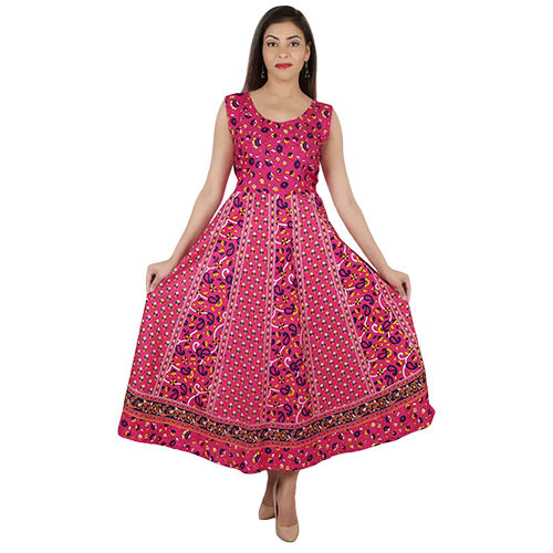 Jaipuri Print Party Wear Maxi Dress