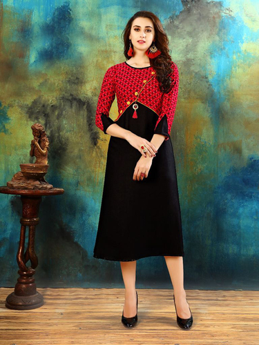 Multicoloured Pure Chanderi Fabric With Attached Jacket NV selfie Kurtis