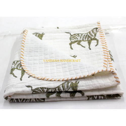 Hand Block Printed  Baby Quilt