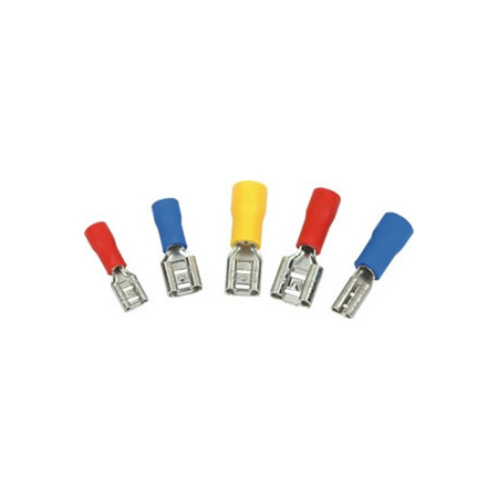 Insulated Female Disconnectors - Electrolytic Red Copper, Multi-Color, Pressure Resistant PVC/Nylon Insulation | Crimping Tool Compatibility, 5-50 Weight, 50 MHz Frequency