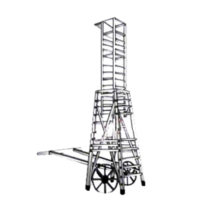 Aluminum Square Type Tower Ladder With Big Iron Wheel
