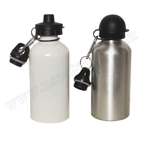 Double Sipper Bottle - 500ml Aluminium | White and Silver Color, Durable Design