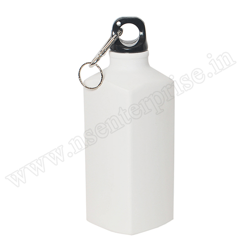 Aluminium Square Bottle - 500ml Size | White and Silver Color, Durable Design