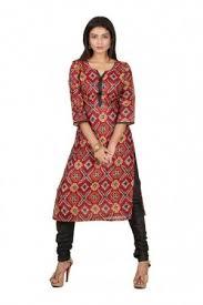 Womens Kurti - Cotton, Size L/XL/M, Red | Short Sleeves, Printed, Casual for All Seasons