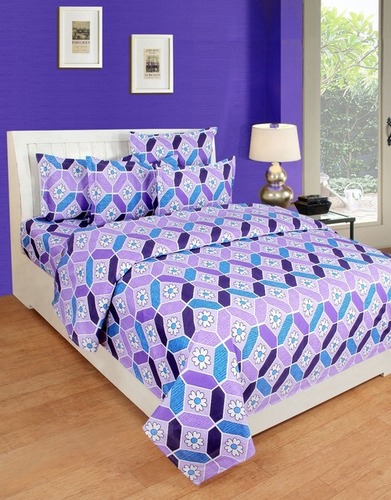 Bed Sheet - Cotton Blend, Double/Queen Size, Purple Color | Cozy Sleep, Durable Fabric, Easy Care, Soft Comfort, Stylish Geometric Design