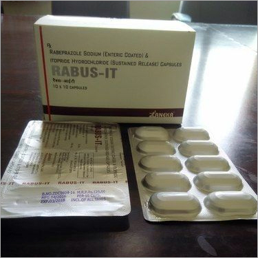 Rabus It Ingredients: Rabeprazole Sodium Ip (As Enteric Coated Pellets) 20 Mg + Itopride (As Sustained Release Pellets