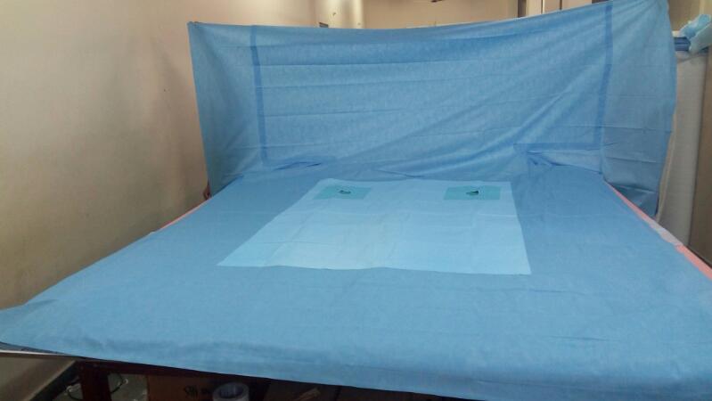 Blue Bilateral Knee-O-Drape With Grippers Attached Screen Cover