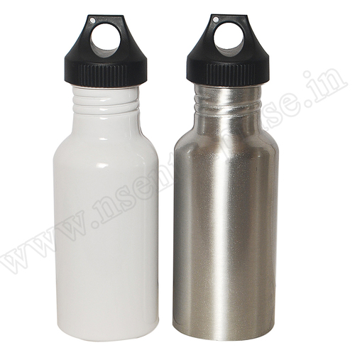 Aluminium Big Mouth Bottle - 600ml Size, White and Silver Color, Durable and Lightweight Design