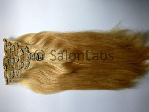 Clip in human hair extensions