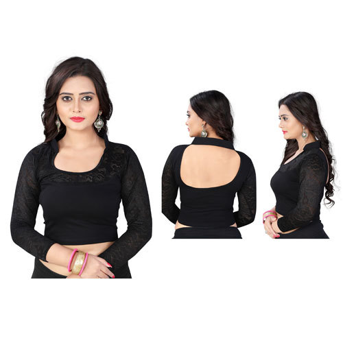Black Ladies Round Neck Blouse