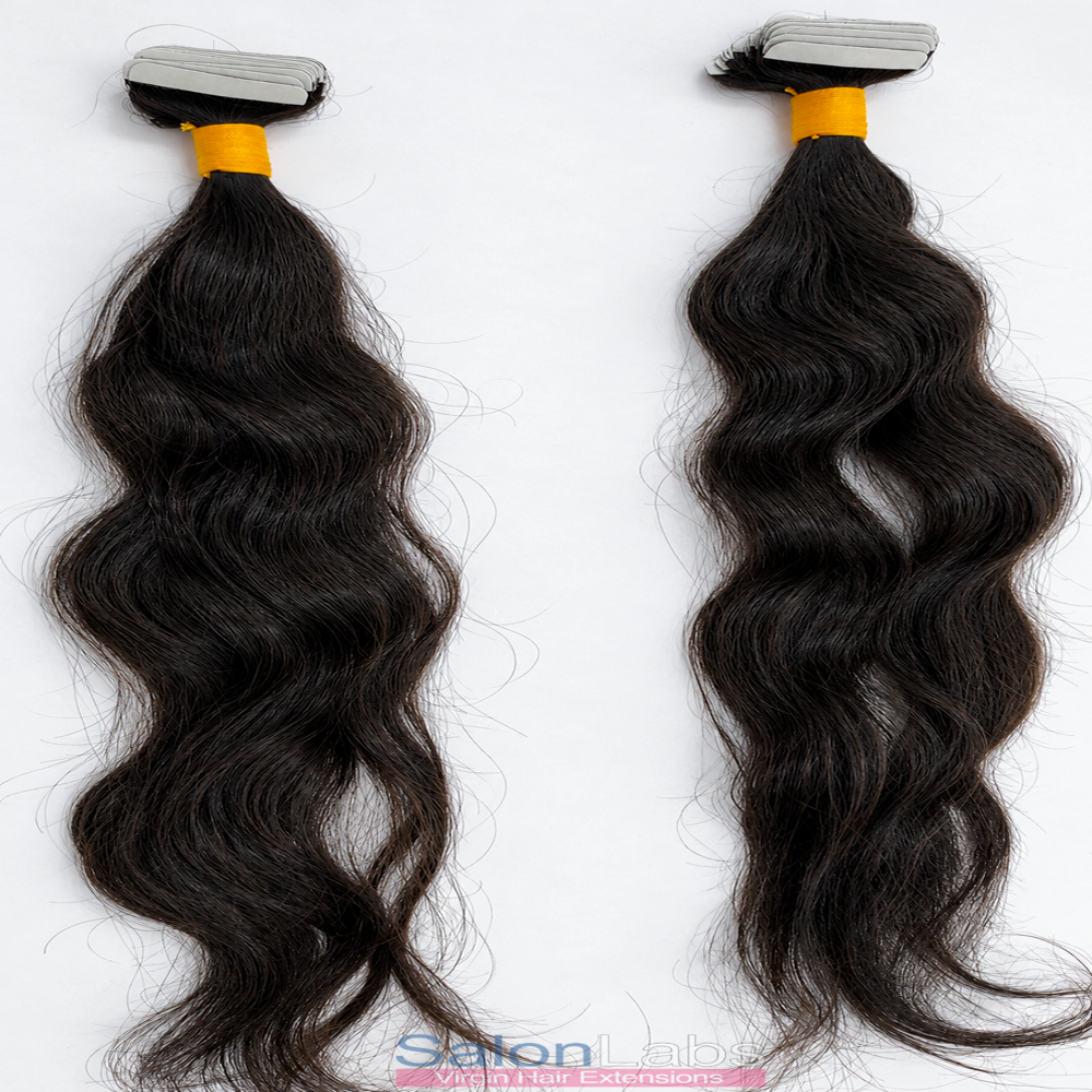 Tape in human hair extensions