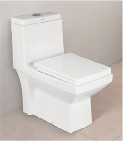 One Piece Toilet - Ceramic, 700 x 410 x 130 mm | Automatic Operation, Polished Finish, Square Design, Floor Mounted