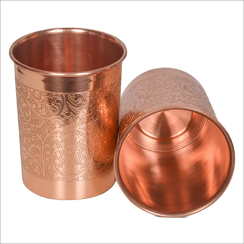 Round Antique Embossed Copper Glass