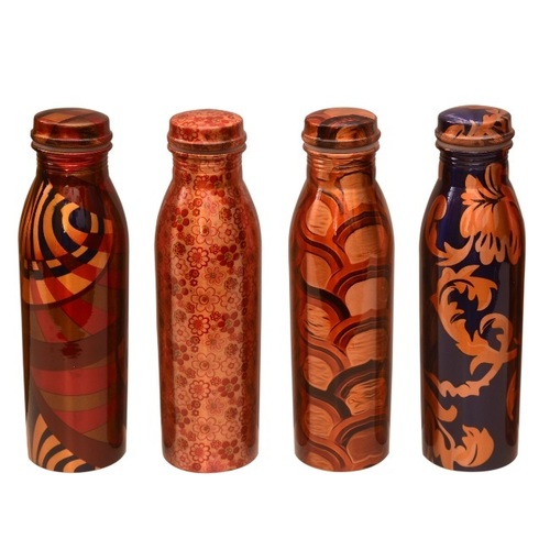 Printed Design  Copper Bottle (Milk Bottle Shape)