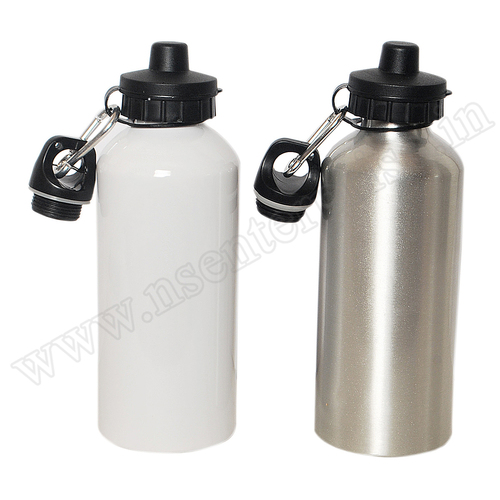 600ml Double Sipper White And Silver Bottle - Aluminium, 600ml Size, White And Silver Color | Durable Design For Everyday Use