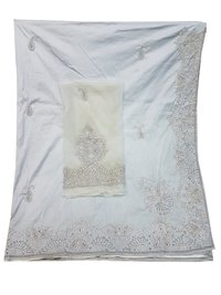 African George, Silver Grey Color with Silk Embroidery