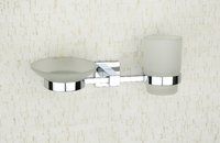 Brass Glass Soap Dish & Tumbler Holder (Combo)