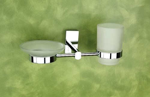 Premium Quality Brass Glass Soap Dish & Tumbler Holder (Combo)