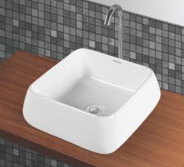 CORAL - Ceramic Wash Basin, 400 x 40 x 155 mm , Square Shape, Polished White Finish, Wall Mounted Design