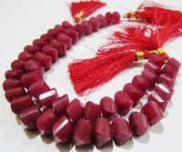 Natural Ruby Twisted Briolette Dyed Beads