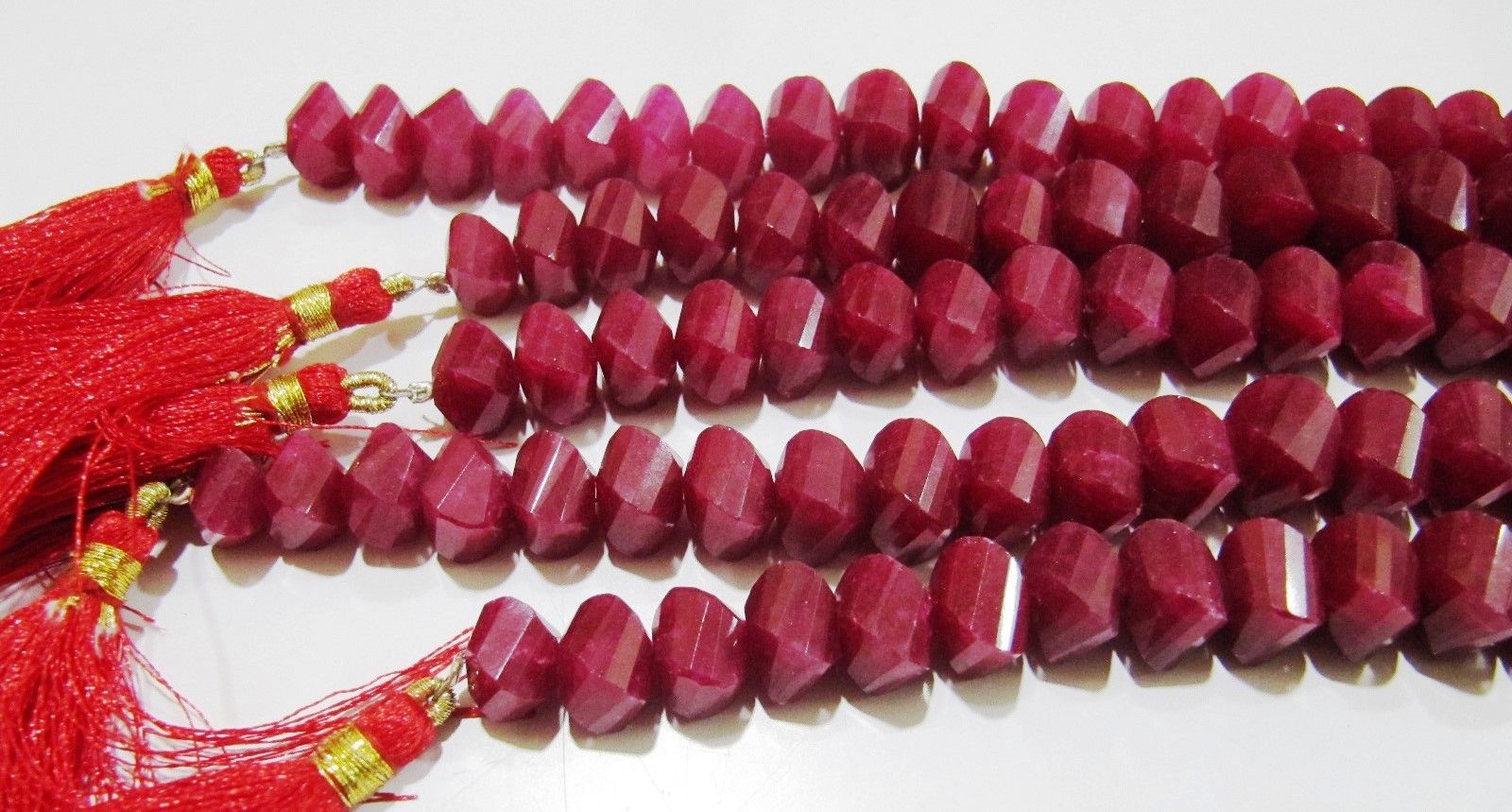 Natural Ruby Twisted Briolette Dyed Beads