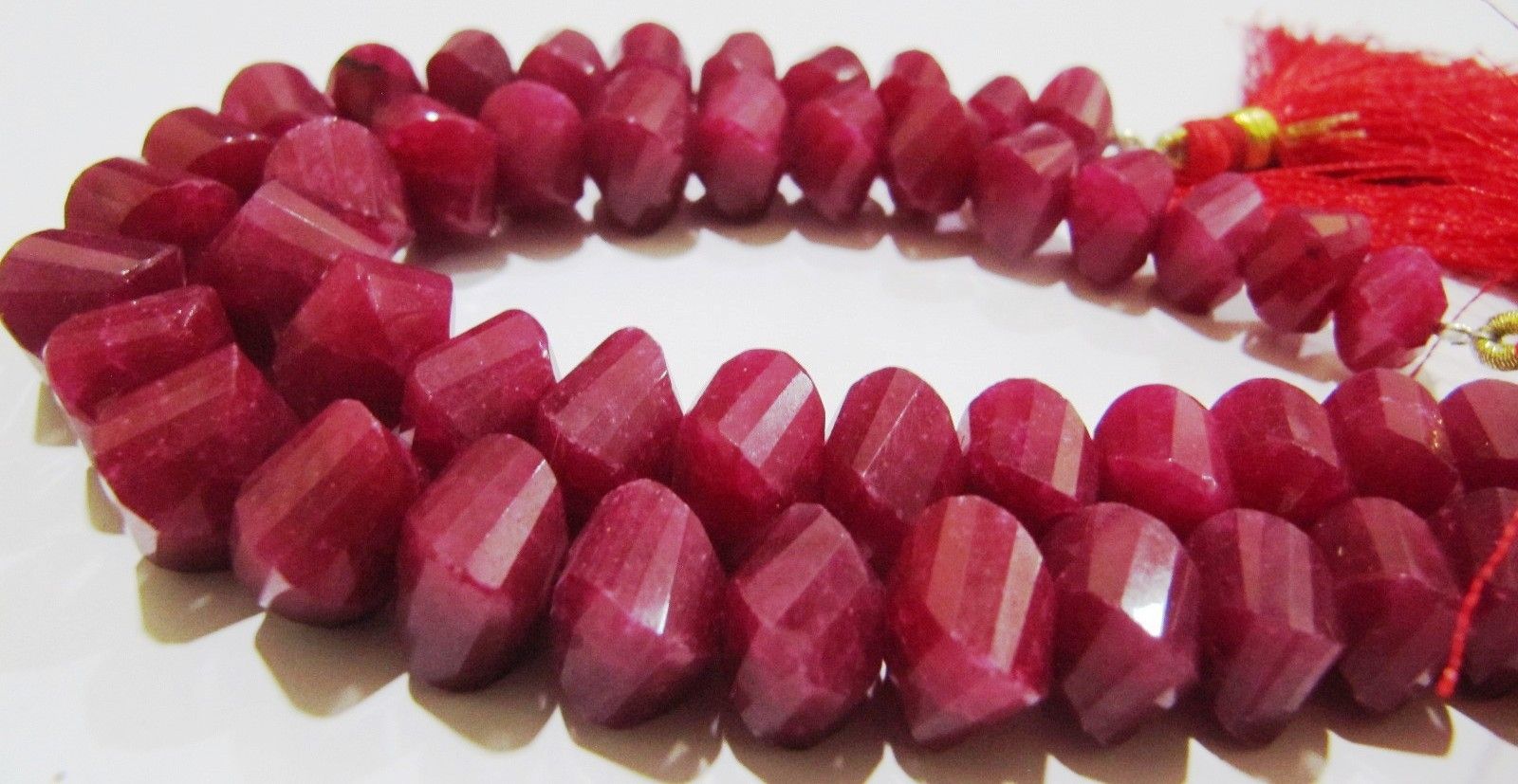 Natural Ruby Twisted Briolette Dyed Beads